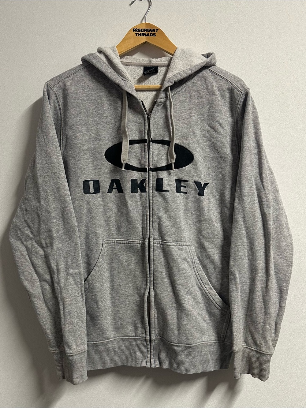 Y2K Oakley Full Zip Hoodie Grey Mens Medium Used